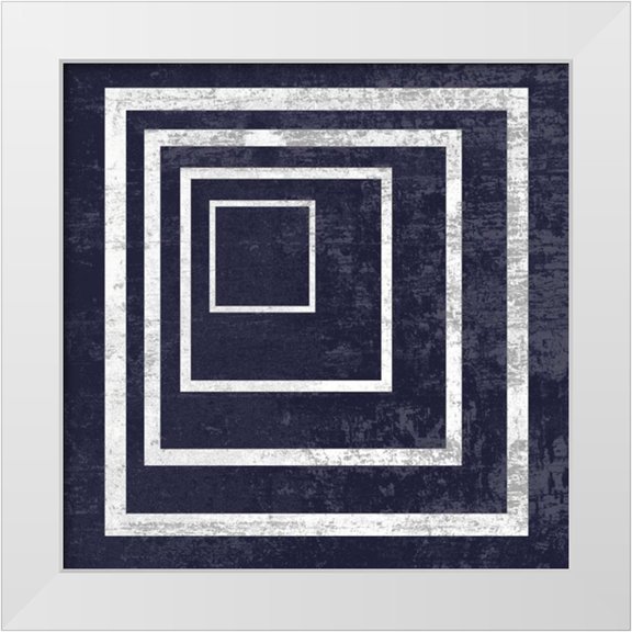 Lewis, Sheldon 26x26 White Modern Wood Framed Museum Art Print Titled - Indigo And White Dimension