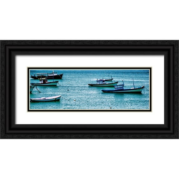 Lewis, Sheldon 32x13 Black Ornate Wood Framed with Double Matting Museum Art Print Titled - Coastal Brush Strokes