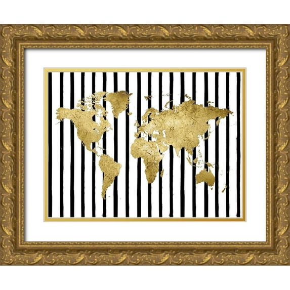 Lewis, Sheldon 32x25 Gold Ornate Wood Framed with Double Matting Museum Art Print Titled - Travel The Map