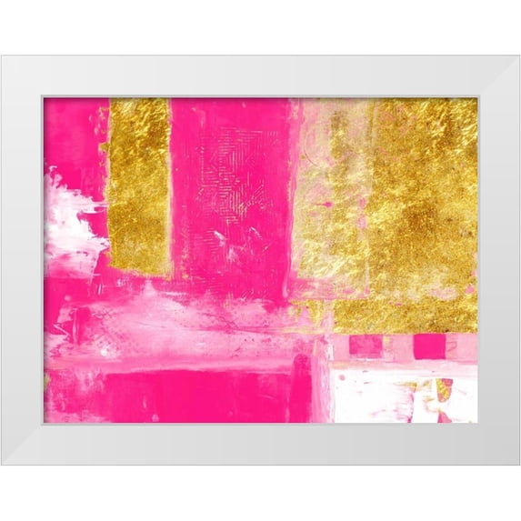 Lewis, Sheldon 32x25 White Modern Wood Framed Museum Art Print Titled - Mesmerizing Pink And Gold