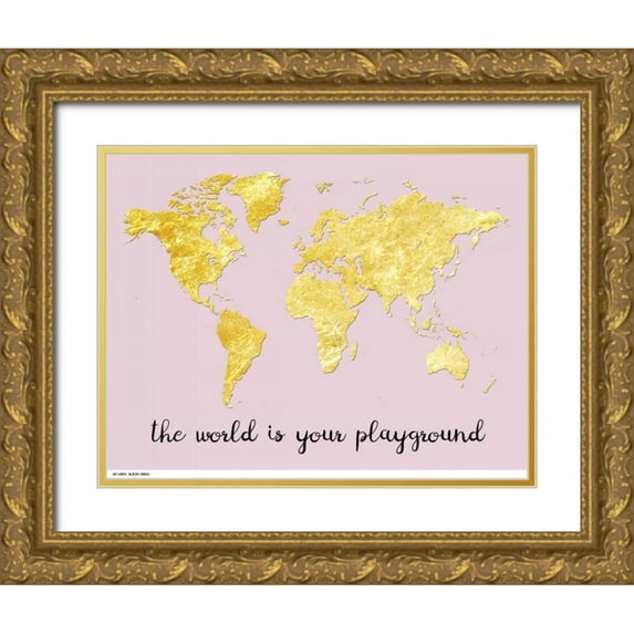 Lewis, Sheldon 32x26 Gold Ornate Wood Framed with Double Matting Museum Art Print Titled - The World is Yours
