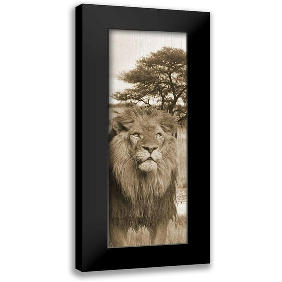 Sheldon Lewis 7x14 Black Modern Wood Framed Wall Art Titled - Jungle King 2