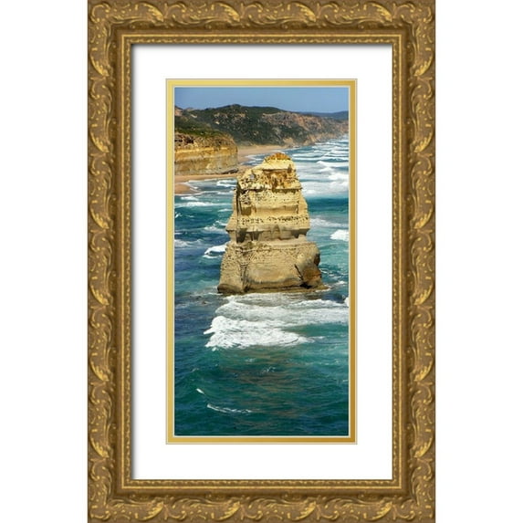Lewis, Sheldon 9x14 Gold Ornate Wood Framed with Double Matting Museum Art Print Titled - Top View Coastline