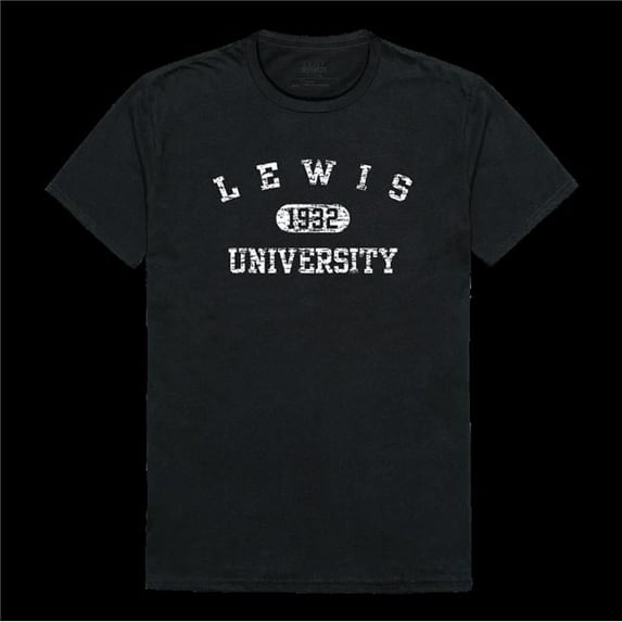 Lewis University Flyers Distressed Arch College T-Shirt, Black - 2XL