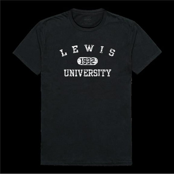 Lewis University Flyers Distressed Arch College T-Shirt, Black - 2XL