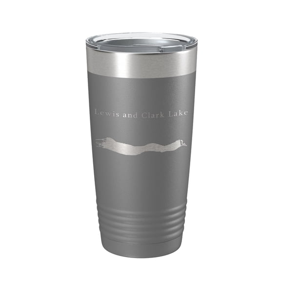 Lewis and Clark Lake Map Tumbler Travel Mug Insulated Laser Engraved Coffee Cup Nebraska South Dakota 20 oz Dark Gray