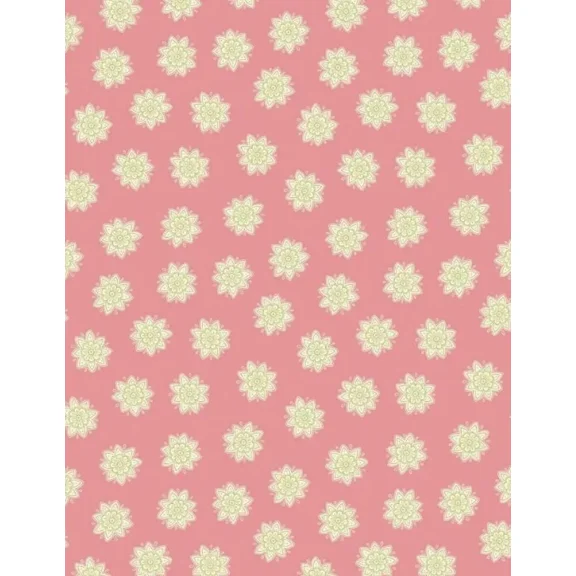 Lewis and Irene Floral Mandalas Peach 100% Cotton Fabric sold by the yard