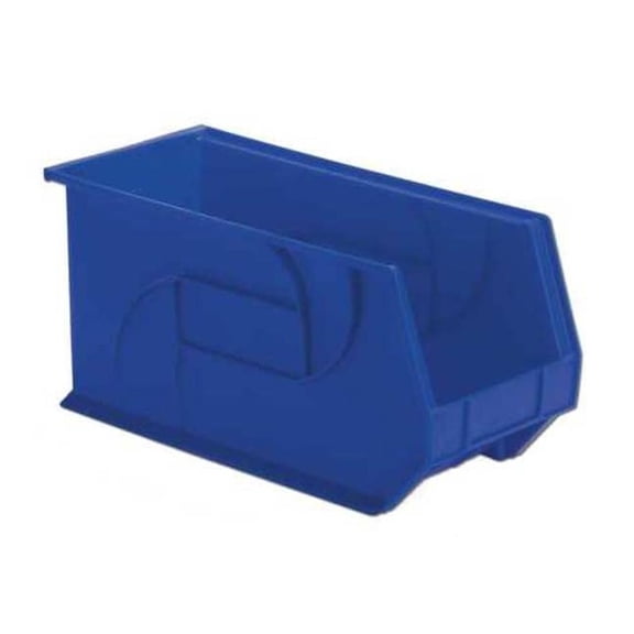 Hang & Stack Storage Bin, Plastic, Blue, 9 in H, 8 1/4 in W, 18 in L