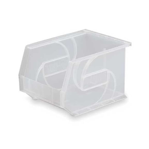 Hang & Stack Storage Bin, Plastic, Clear, 5 in H, 5 1/2 in W, 14 3/4 in L