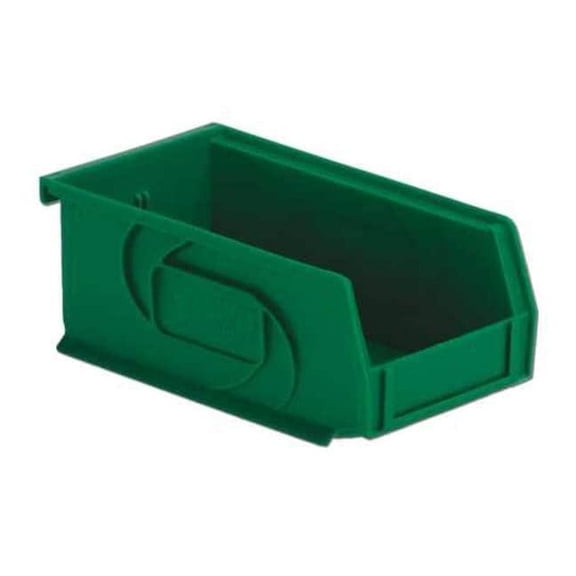Hang & Stack Storage Bin, Plastic, Green, 3 in H, 4 1/8 in W, 7 3/8 in L