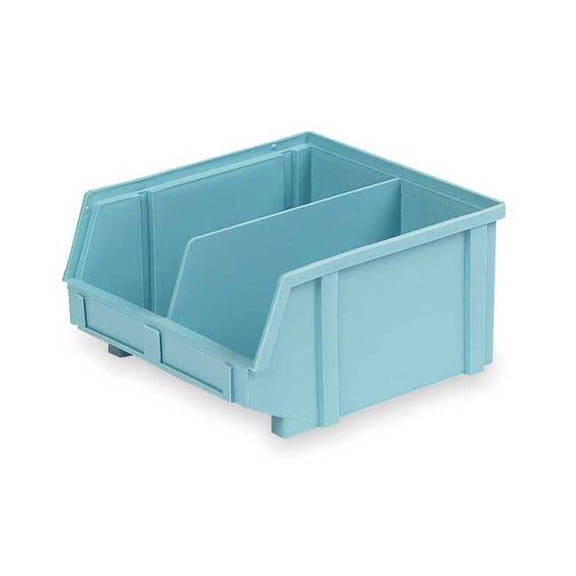 Hang & Stack Storage Bin, Plastic, Light Blue, 5 in H, 8 3/4 in W, 9 3/8 in L