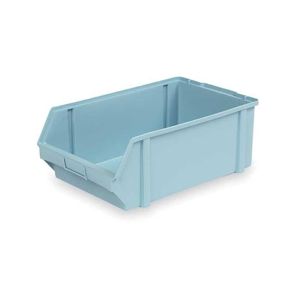 Hang & Stack Storage Bin, Plastic, Light Blue, 7 in H, 11 3/4 in W, 18 1/2 in L