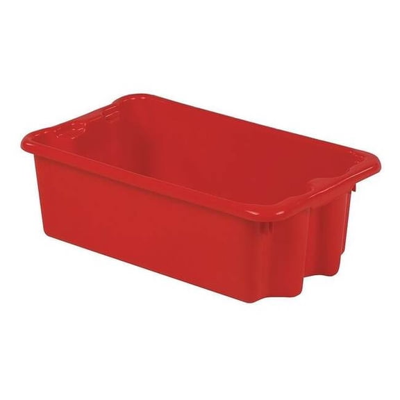 Hang & Stack Storage Bin, Plastic, Red, 7 7/8 in H, 14 1/8 in W, 24 in L