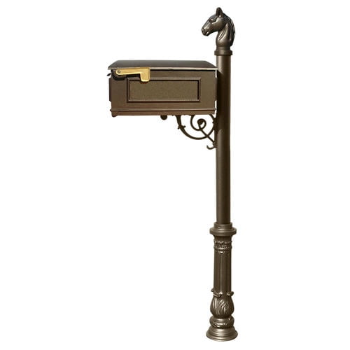 Lewiston LM-701-LPST-BZ Mailbox System with Post Ornate Base & Horsehead Finial, Bronze