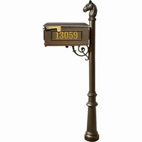 Lewiston LMCV-801-BZ Mailbox Post System with Fluted Base & Horsehead Finial, Bronze