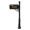 thumbnail image 1 of Lewiston Equine Mailbox Post System with decorative fluted base, ball finial and Gold Vinyl personalized numbers , Black, 1 of 1