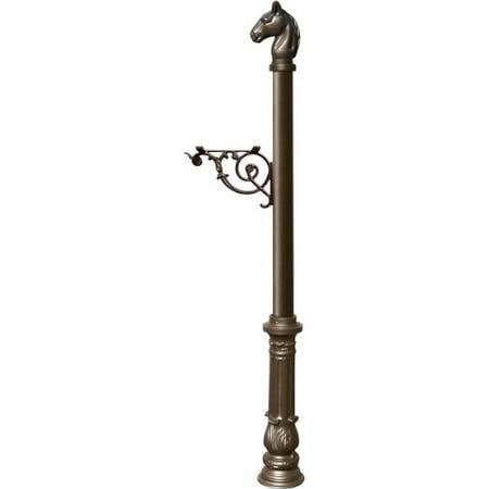 Lewiston LPST-701-E1-BZ E1 Economy Mailbox System with Ornate Base & Horsehead Finial, Bronze