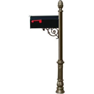 Lewiston LPST-703-E1-BZ E1 Economy Mailbox System with Ornate Base & Pineapple Finial, Bronze