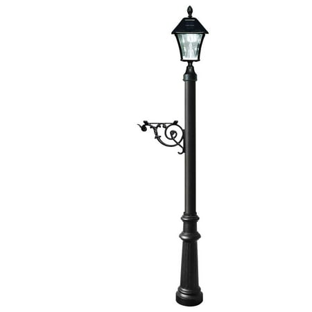 Lewiston Post System Only with Bayview Solar Lamp, support bracket and fluted base , Black