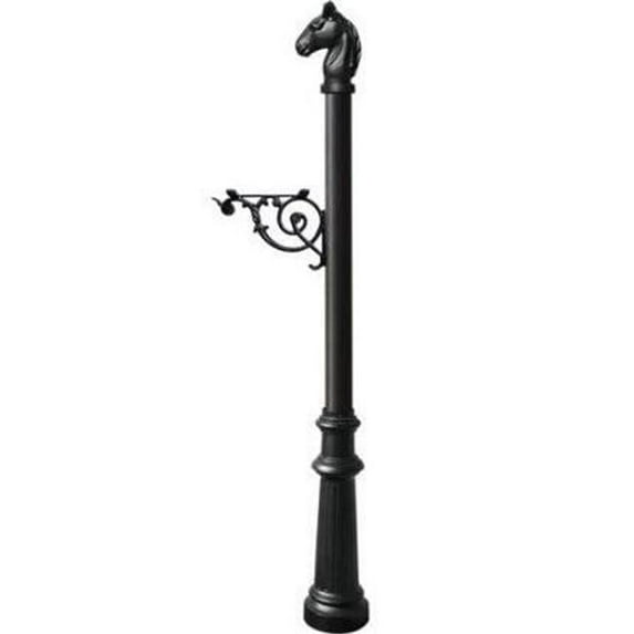 Lewiston LPST-801-BL Support Bracket Post System with Fluted Base & Horsehead Finial, Black