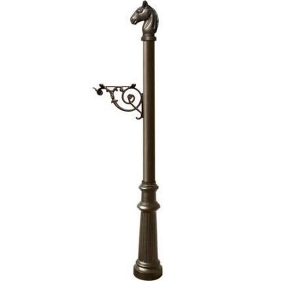 Lewiston Equine Post only, with support bracket, decorative fluted base and horsehead finial , Bronze