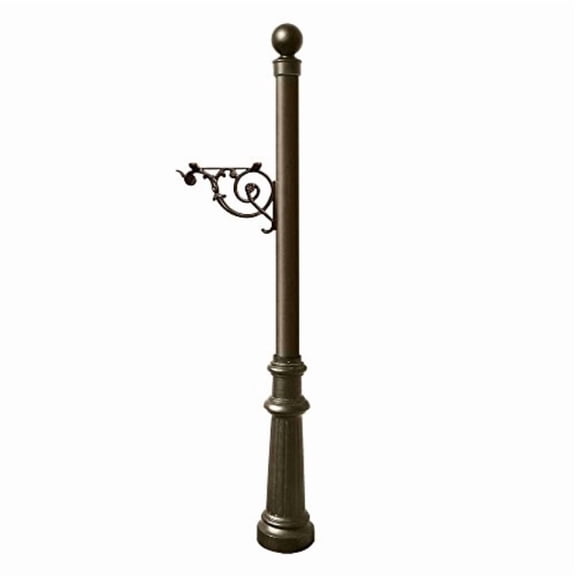 Lewiston Post only, with support bracket, decorative fluted base and ball finial , Bronze