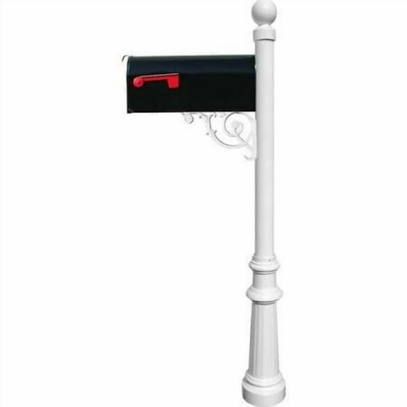QualArc LPST-804-E1-WHT Lewiston Economy Mailbox with Fluted Base and Ball Finial - White