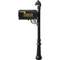 thumbnail image 1 of Lewiston Equine Mailbox Post System with decorative fluted base, horsehead finial and Gold Vinyl personalized numbers, Black, 1 of 1