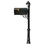 Lewiston  Mailbox System with Post Ornate Base & Horsehead Finial, Black