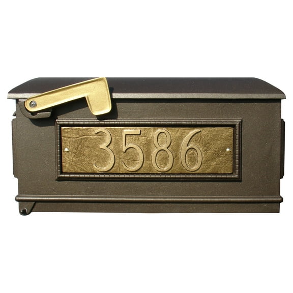 Lewiston  Mailbox with 3 Cast Aluminum Address Plates - Bronze