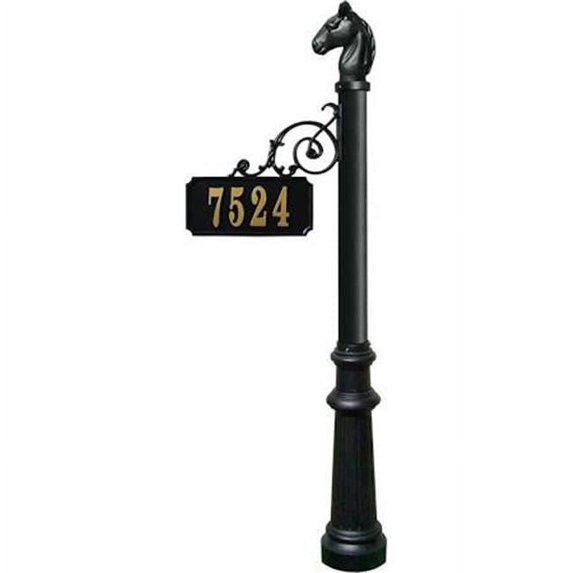 Large Hanging Ranch Sign with post, decorative Fluted base and Horsehead finial