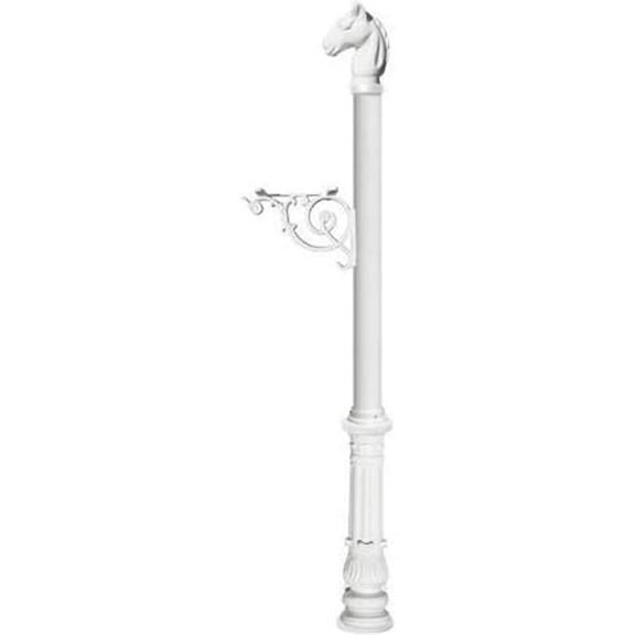 Lewiston  Support Bracket Post System with Ornate Base & Horsehead Finial - White