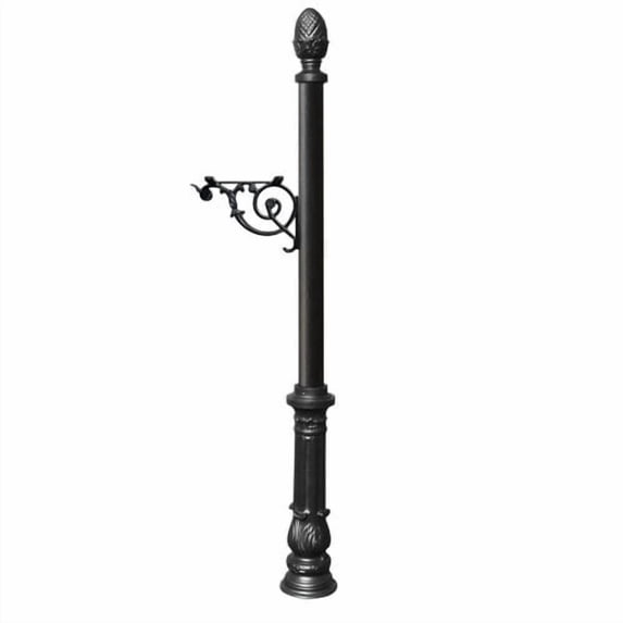 Lewiston Post only, with support bracket, decorative ornate base and pineapple finial , White - LPST-703-BL