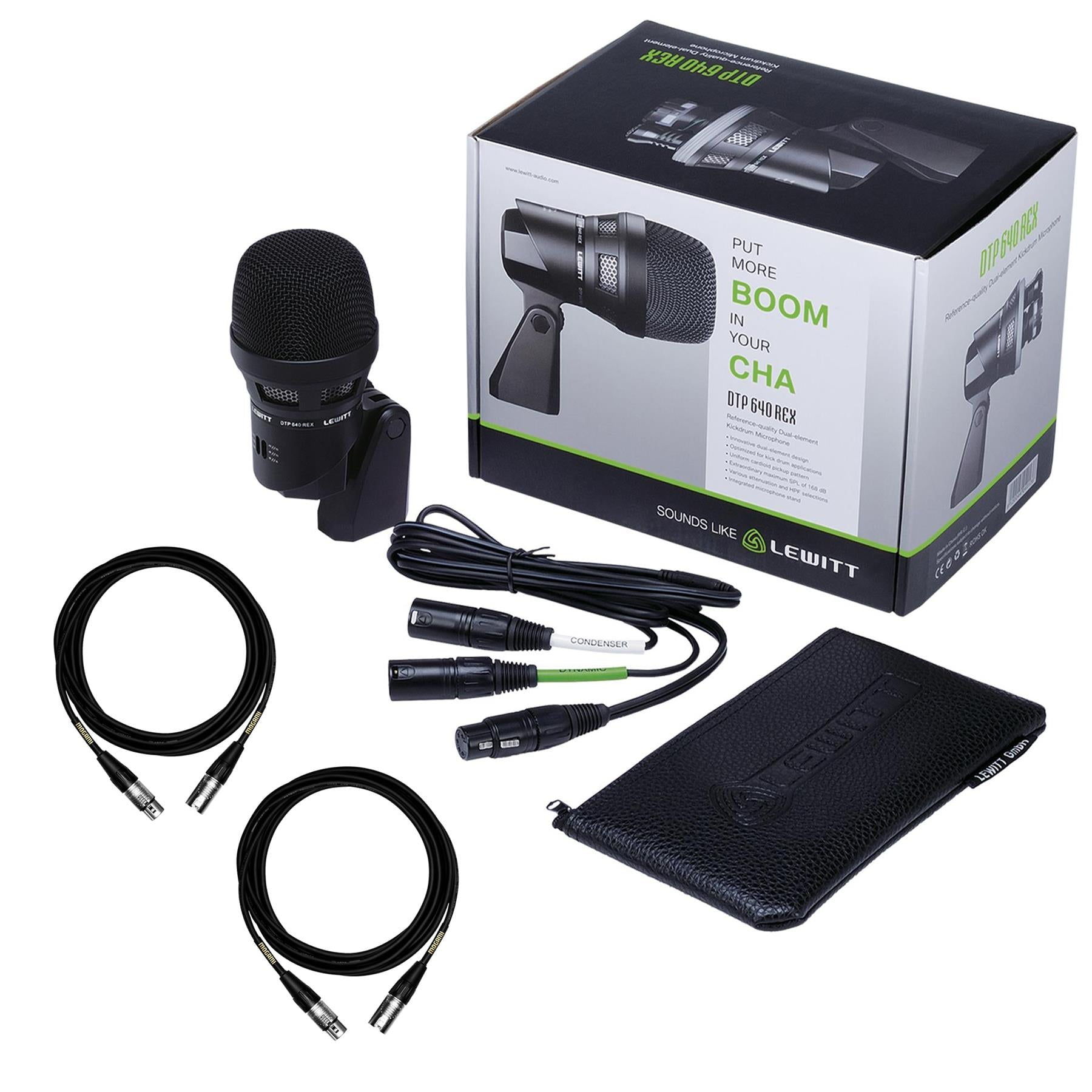 Lewitt DTP-640-REX Microphone w/ 2 Premium 15-foot XLR Mogami Cables Bundle