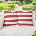 thumbnail image 1 of Lewondr 2 Pack Outdoor Throw Pillow Covers, Square Stripe Waterproof Throw Pillow Cases for Outdoor Patio Porch Farmhouse Garden Balcony Couch, 18"x18", Red + White, 1 of 8