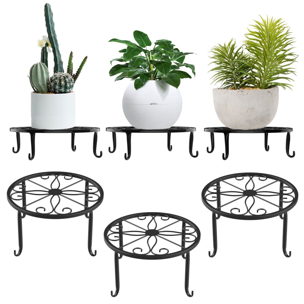Lewondr 3 Pack Metal Plant Stand,Heavy Duty Plant Stands for Outdoor ...