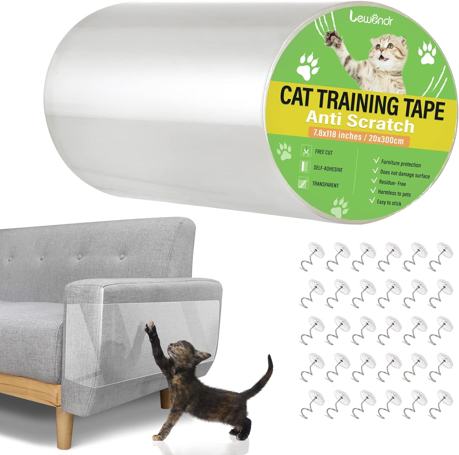 Lewondr AntiCat Scratch Furniture Protector【30 Pack】, 7.87x118 inches