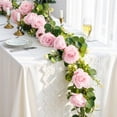 thumbnail image 1 of Lewondr Artificial Eucalyptus Garland with Flower, 2Pack 13FT Faux Floral Greenery Garlands Fake Flowers Vines, Maintenance-Free for Wedding Table Backdrop Party Centerpiece Room Decor, Pink, 1 of 7