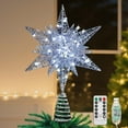 thumbnail image 1 of Lewondr Christmas Star Tree Topper with Timer Function,11 inch Multilayer Hexagonal Tree Toppers with 8 Light Modes for Home Holiday Xmas, USB Remote Controlled,Silver, 1 of 9