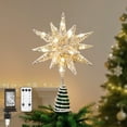 thumbnail image 1 of Lewondr Christmas Star Tree Topper, 11 Inch 3D Geometric Moravian Lighted Star Tree topper with Timer Function, Plugged Remote Control Treetop for Home Christmas Decoration,Glitter Silver, 1 of 9