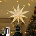 thumbnail image 1 of Lewondr Christmas Tree Topper Star with Remote Control,13inch Star Tree Topper with LED Light Beads, 10-Point Star Treetop for Home Xmas Decoration, 6H Timer 8 Lighting Modes, Silver, 1 of 10