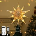 thumbnail image 1 of Lewondr Christmas Tree Topper Star with Remote Control,13inch Star Tree Topper with LED Light Beads, 10-Point Star Treetop for Home Xmas Decoration, 6H Timer 8 Lighting Modes, Champagne Gold, 1 of 8
