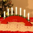 thumbnail image 1 of Lewondr Christmas Swedish Candelabra, 7 Taper Flameless Candles with USB Powered, Wooden Christmas Window Candle Bridge Light with Pine for Xmas Decoration Wedding, Red, 1 of 8