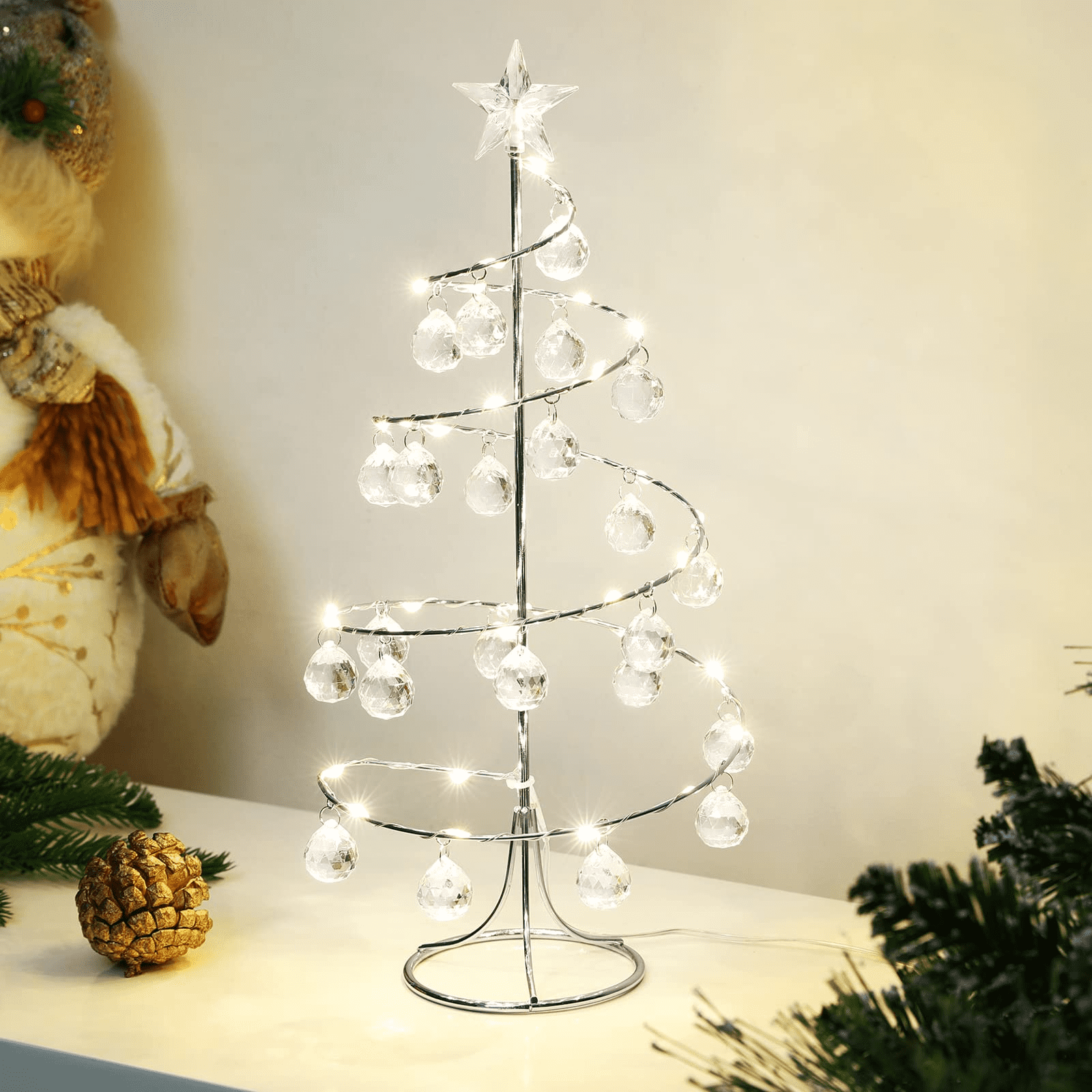 Battery powered outlet christmas tree topper
