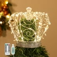 Lewondr Christmas Tree Topper, Metal Frame Star Tree Topper Crown with