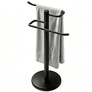 Lewondr Hand Towel Holder Stand, Freestanding Countertop Towel Rack, S-Shape Bar, Stainless Steel Anti-Slip Washcloth Holder 2 Towels Hand Towel Racks for Bathroom & Kitchen