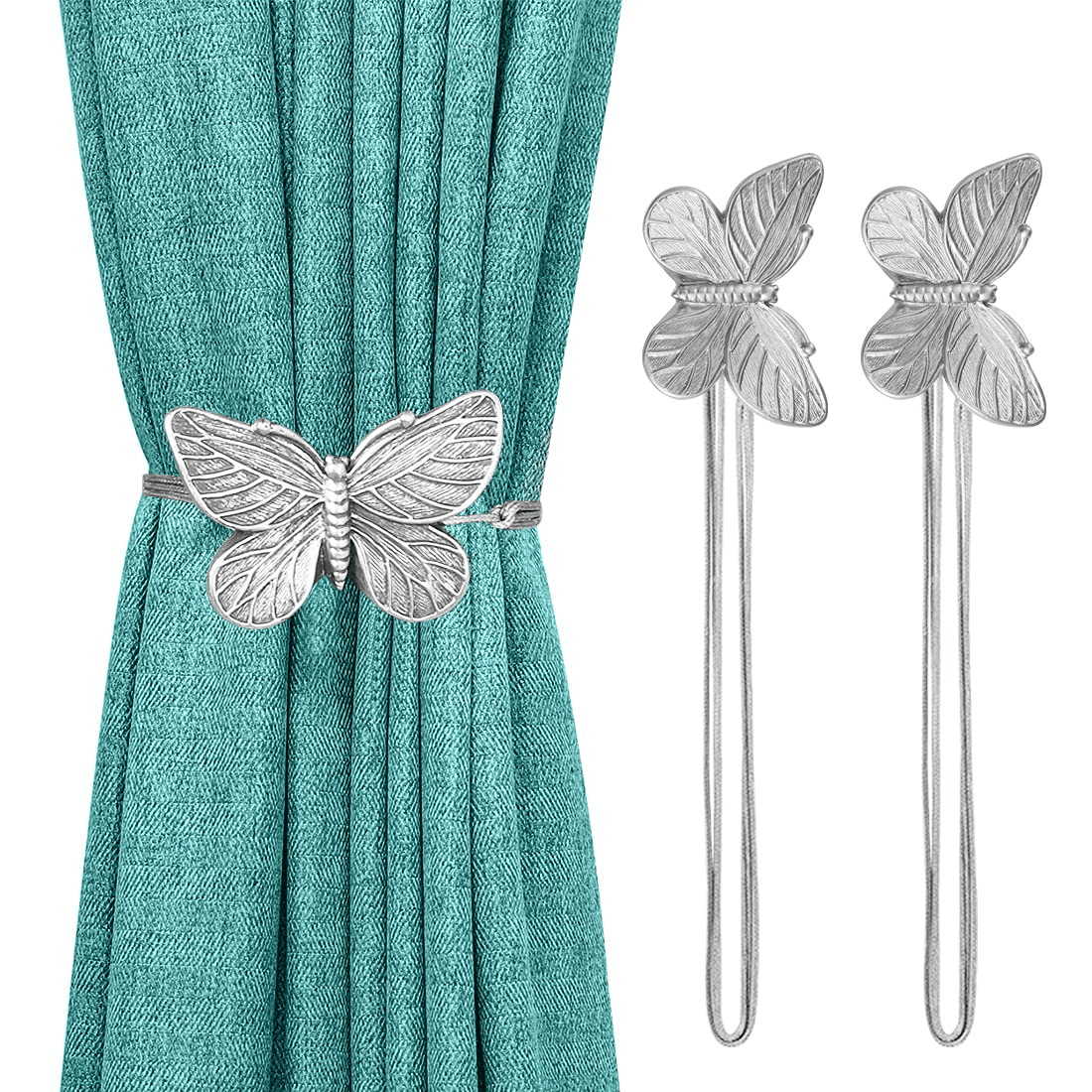 Lewondr Curtain Tieback,2pc Vintage Butterfly Resin Curtain