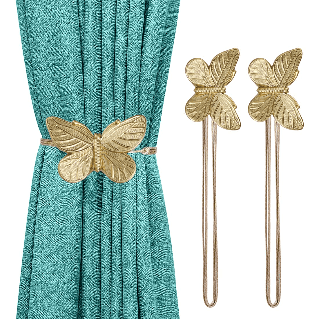 Lewondr Butterfly Curtain Tiebacks, 2pc Set, Vintage Resin