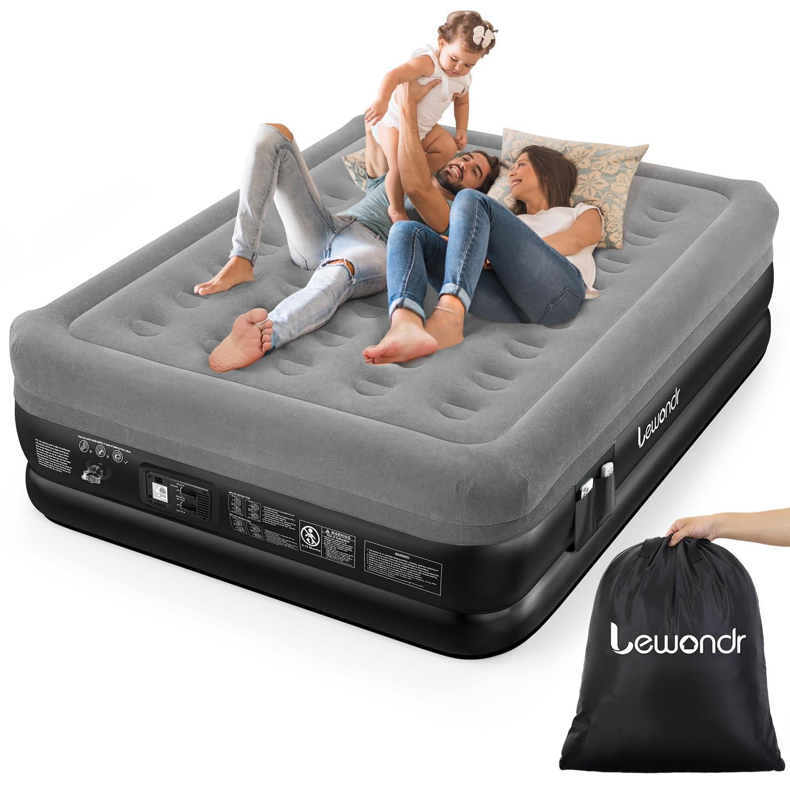 Lewondr Queen Air Mattress with Built in Pump,18" Deluxe Blow up Mattress, 3Min Fast Inflatable