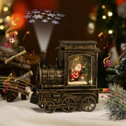Lewondr Train Snow Globe, USB/Battery Operated Snow Globe with Snowflake Projector Water Swirling Glitter with 6 Hour Timer, Gift for Girls Girlfriend Women, Bronze Gold